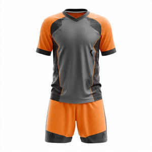 Maillot de football pour homme à rayures rouges et noires, col en V, manches courtes, sublimé, respirant, coupe athlétique, adulte, toutes saisons - Product Image 1