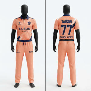 Uniforme de cricket pour hommes, 140g polyester interlock marron, pour sublimation, logo personnalisé, ensemble à manches courtes - Product Image 6