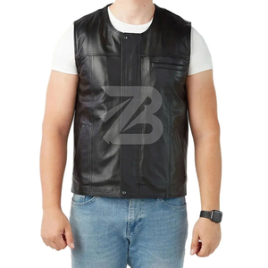 Gilets et vestes pour hommes sur mesure, prix de gros, gilet en cuir pour hommes de haute qualité, respirant - Product Image 2