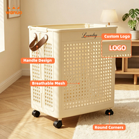 Panier à linge pliable en plastique WANUO avec roulettes, grand bac à vêtements pour salle de bain, chambre à coucher, rangement domestique