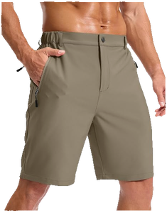 Shorts de randonnée légers pour hommes, séchage rapide, formels, avec logo frontal, pour le golf, la pêche, le travail, 3 poches zippées, personnalisables OEM ODM - Product Image 4