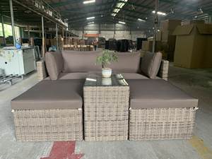 SF00011 Ensemble de meubles en osier de patio en rotin extérieur gris moderne une place pour salon cour Villa ferme hôtel jardin - Product Image 2