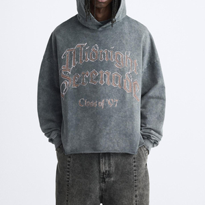 Sudadera con Capucha Oversize para Hombre, Estilo Acid Wash, con Estampado Gótico, Vintage, Streetwear, Hip Hop, Venta al Por Mayor, Proveedor OEM - Product Image 5