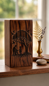 Handmade Wooden Cremation Urn Tree of Life <b>Memorial</b> Keepsake <b>Box</b> Custom Decor for Funeral Home - Product Image 2