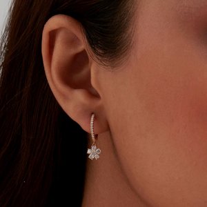 Boucles d'oreilles pendantes ZAWO HOUSE VVS1 en diamant, motif fleur, plaquées or, certifiées de laboratoire, pour bijoux de mariage certifiés - Product Image 5
