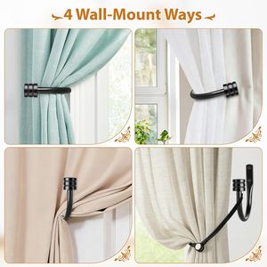 Small Classic Cap Finials Black Wall-Mounted Curtain Holdbacks Home Decor <b>Tiebacks</b> Hooks for Curtain Poles Tracks Accessories - Product Image 6