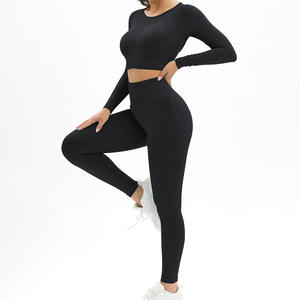 Ensembles de yoga personnalisés de haute qualité, débardeurs courts, ensembles de yoga décontractés sans coutures, ensembles de yoga tendance, ensembles de yoga pour femmes, ensembles de yoga sportifs d'été - Product Image 3