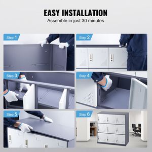 Armadietto Spogliatoio in Acciaio Grigio a 9 Ante con Slot per Tessera, Capacità di Carico 30 kg, Armadietto Metallico per Dipendenti con Accesso a Chiave - Product Image 6