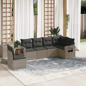 Set Divano da Giardino in Rattan PE Grigio e Acciaio Verniciato a Polvere con Materiale in Schiuma di Poliestere - Product Image 1