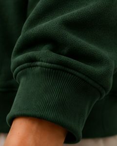 Sweat-shirt à capuche surdimensionné pour femme vert foncé, imprimé floral, en molleton de coton, manches longues, style décontracté streetwear - Product Image 6
