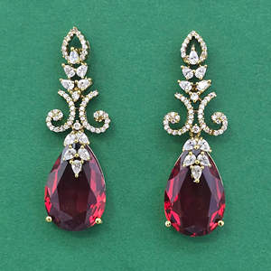 Pendientes Clásicos de Circonia Cúbica con Baño de Mehndi, Joyería de Lujo 443957 - Product Image 4