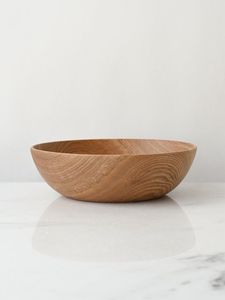 Tazón de madera hecho a mano Oak Aura, diseño minimalista con vetas de madera natural, sin recubrimiento, para servir alimentos, tazones artesanales con vetas de madera sin recubrimiento. - Product Image 1