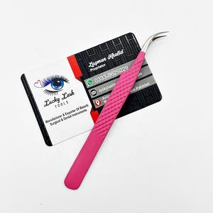 LUCKY LASH <b>TOOLS</b> Matte Color Stainless Steel Curved Shaped Eyelash Tweezers Comfort Grip <b>Smooth</b> Grip Sustainable Lash Tweezers - Product Image 5
