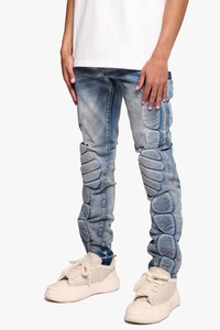 Pantalon en jean skinny Y2K bleu délavé gaufré de haute qualité pour homme HaiYao 2026 – Style streetwear, coupe crayon, OEM/ODM - Product Image 5