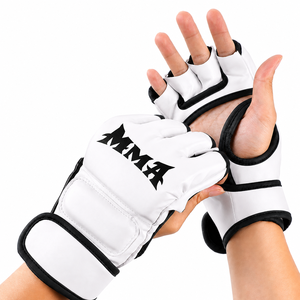 Factory Wholesale Adjustable Half-Finger Boxing Gloves MMA Fighting Muay Thai Training Martial Arts Sparring Gloves PU Leather - Product Image 3