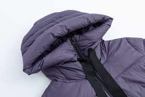 Long <b>Quilted</b> Puffer <b>Jacket</b> Hooded Full Sleeve Winter Coat Purple Polyester Wadding Zipper Closure - Product Image 4