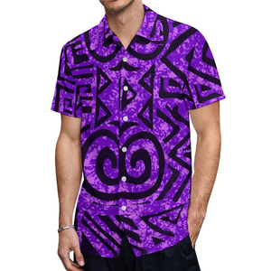 <b>Lilac</b> <b>Men's</b> Tropical Floral Knitted Short Sleeve <b>Shirt</b> Casual Hawaiian Beach Vacation <b>Shirts</b> - Product Image 3