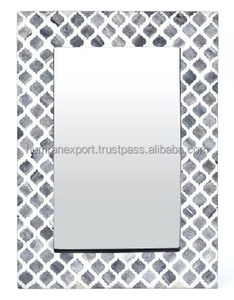 Marco de espejo con incrustaciones de hueso de forma rectangular de la mejor calidad en gris con diseño indio Estilo Art Deco perfecto Tendencia India - Product Image 1