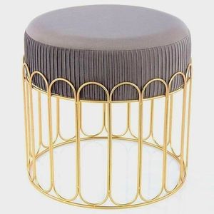 Best Seller Black Color Round Shape <b>Ottomans</b> With gold Soft Upholstery Living Room Furniture Home <b>Stool</b> - Product Image 6