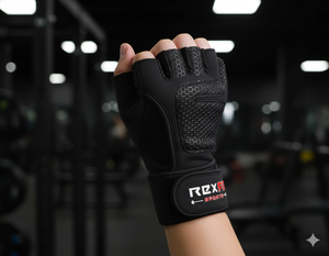 REXFIT Neoprene Lightweight Half <b>Finger</b> Gym Gloves Black Mesh Breathable Non Slip Adjustable Wrist <b>Strap</b> Weight Lifting Unisex - Product Image 1