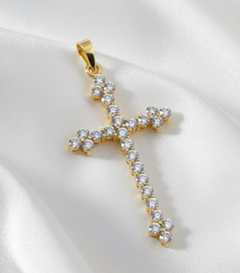 จี้รูปกางเขนประดับเพชรแล็บโกรว์ ทอง 14KT รุ่น Starlight - Product Image 1