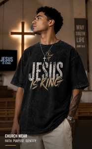 Camiseta Christian Jesus 100% algodón |   Camiseta Extra Grande con Gráficos Religiosos Personalizados, Lavada con Ácido |   Ropa Urbana Masculina Estilo Gospel Y2K - Product Image 3