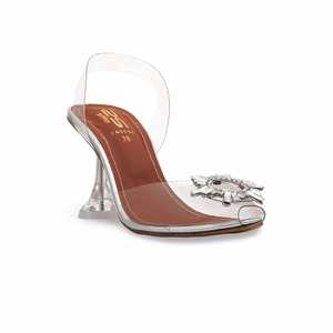 <b>Silver</b> Fancy <b>Heeled</b> <b>Sandal</b> for Bridal FN5506 Model - Product Image 2