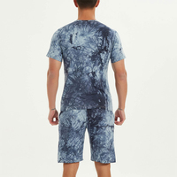 Nouveau design, t-shirts pour hommes en coton 100% tricoté, respirant, à manches courtes, imprimé DTG, effet délavé, poids lourd, ensemble court
