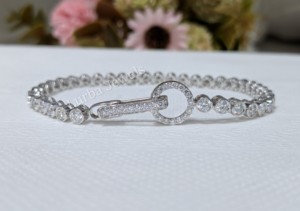 4.50 Ct Cut Moissanite Bezel Set Tennis Bracelet <b>Solid</b> 18k White <b>Gold</b> Luxury Engagement Wedding Anniversary Party Gift - Product Image 2