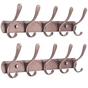 Porte-manteau mural double niveau en acier inoxydable de qualité supérieure avec 14 crochets – Organisateur moderne pour manteaux, chapeaux et serviettes, idéal pour cuisine et salle de bain - Product Image 3