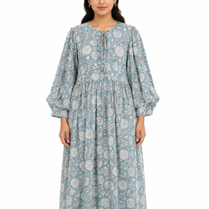 Beautiful floral Cotton Block Printed dress Dress For Casual wear Hand Block Printed Dress - Product Image 1