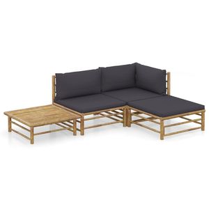 Conjunto Modular de Muebles de Jardín de Bambú Gris Oscuro, Tamaño Mediano - Product Image 1
