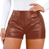 Shorts de cuero transpirable de color sólido para mujer, diseño personalizado, shorts de cuero resistentes para mujer