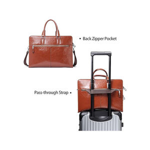 Women Genuine Leather <b>Briefcase</b> Tote Business Vintage Handbag 15.6" Laptop Shoulder Bag Brown - Product Image 1