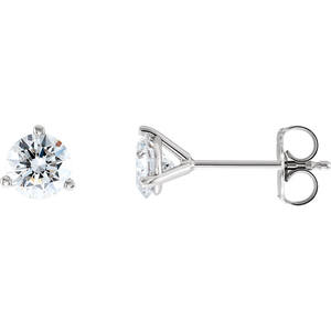 Boucles d'oreilles clous en or 10 carats à trois griffes, style Martini, avec diamants de laboratoire taille ronde classique - Product Image 1