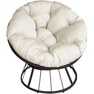Resistente sedia Papasan da esterno Beige girevole a 360 gradi con comoda struttura per cuscino con comodo Design circolare Lounge Moon - Product Image 2
