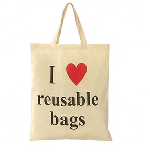 Bolso de compras de lona de algodón ecológico, asa larga plegable reutilizable, serigrafía, logotipo personalizable al por mayor - Product Image 1