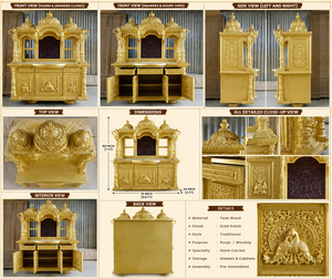 Templo de teca artesanal de gran tamaño para el hogar, calidad de exportación, Swaminarayan Pooja Mandir a precios de mayorista, fabricante en EE. UU. - Product Image 4