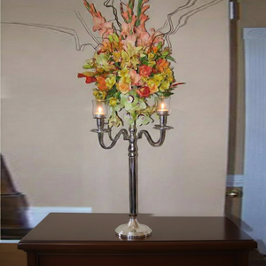 Candélabre Baroque en Argent avec Bol à Fleurs, Décoration Moderne Faite à la Main pour la Maison, Porte-Bougie Antique, Candélabre avec Bol à Vendre - Product Image 3