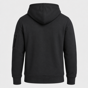 Sudadera con Capucha Negra para Hombre, con Cierre, Bolsillo con Cremallera, Logotipo Frontal, 100% Algodón, Corte Holgado, Ecológica y Transpirable - Product Image 5