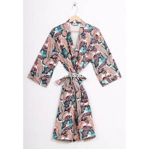 Kimono Kantha en coton pour femme, robe de bain à manches longues, fait main, motif floral matelassé, kimono Kantha d'été - Product Image 5