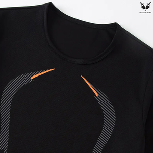 Conjunto de 2 piezas de camiseta y pantalones cortos de compresión con cuello redondo, transpirable y que absorbe el sudor, para deportes de verano para hombre - Product Image 3