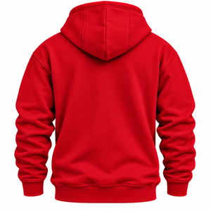 เสื้อฮู้ดดี้สีแดงล้วนสำหรับผู้ชาย แขนยาว สวมใส่สบาย สไตล์ลำลอง  รับผลิตเสื้อฮู้ดดี้โอเวอร์ไซส์แนวสตรีทแวร์ ขายส่งจากโรงงาน - Product Image 3