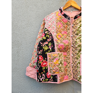 Cotton <b>Kantha</b> Patchwork Quilted Reversible Women <b>Jacket</b> Floral Patchwork Kimono Coat Casual All Season gift for her - Product Image 2