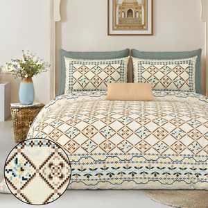 Housse de lit traditionnelle Mario imprimée à la main en coton 100% - Motif floral bohème indien - Anti-acariens - Ensemble de qualité 3 pièces - Product Image 3