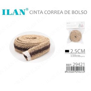 Cinghia in juta per manici di borse, 2,5 cm x circa 150 cm, modello Ilan Cinta Correa De Bolso - Product Image 3