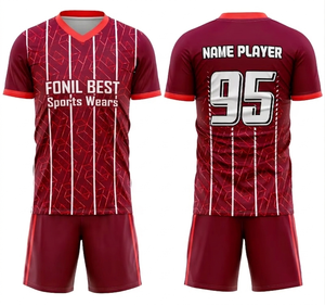 ชุดเสื้อฟุตบอลผู้ชาย FONIL BEST สีน้ำเงินดำลายทาง คอวี แขนสั้น แห้งเร็ว ผลิตจากโพลีเอสเตอร์ สำหรับผู้ใหญ่ ทุกฤดูกาล - Product Image 2