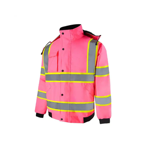 Chaqueta de Seguridad de Alta Visibilidad Rosa Clase 2, Impermeable, Reflectante, con Capucha y Cierre de Cremallera - Product Image 1