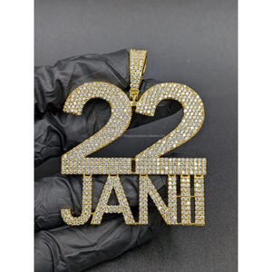 Colgante de Diamante Moissanita Personalizado con Número 22, Collar con Nombre Jani, Colgante con Nombre Personalizado, Colgante Iced Out - Product Image 1