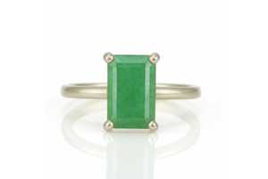 New Green Aventurine Rectangular Shape Prong <b>Set</b> <b>Ring</b> Trendy Gemstone Gold Plated S925 Sterling <b>Silver</b> Wedding Fine <b>Ring</b> Jewelry - Product Image 4